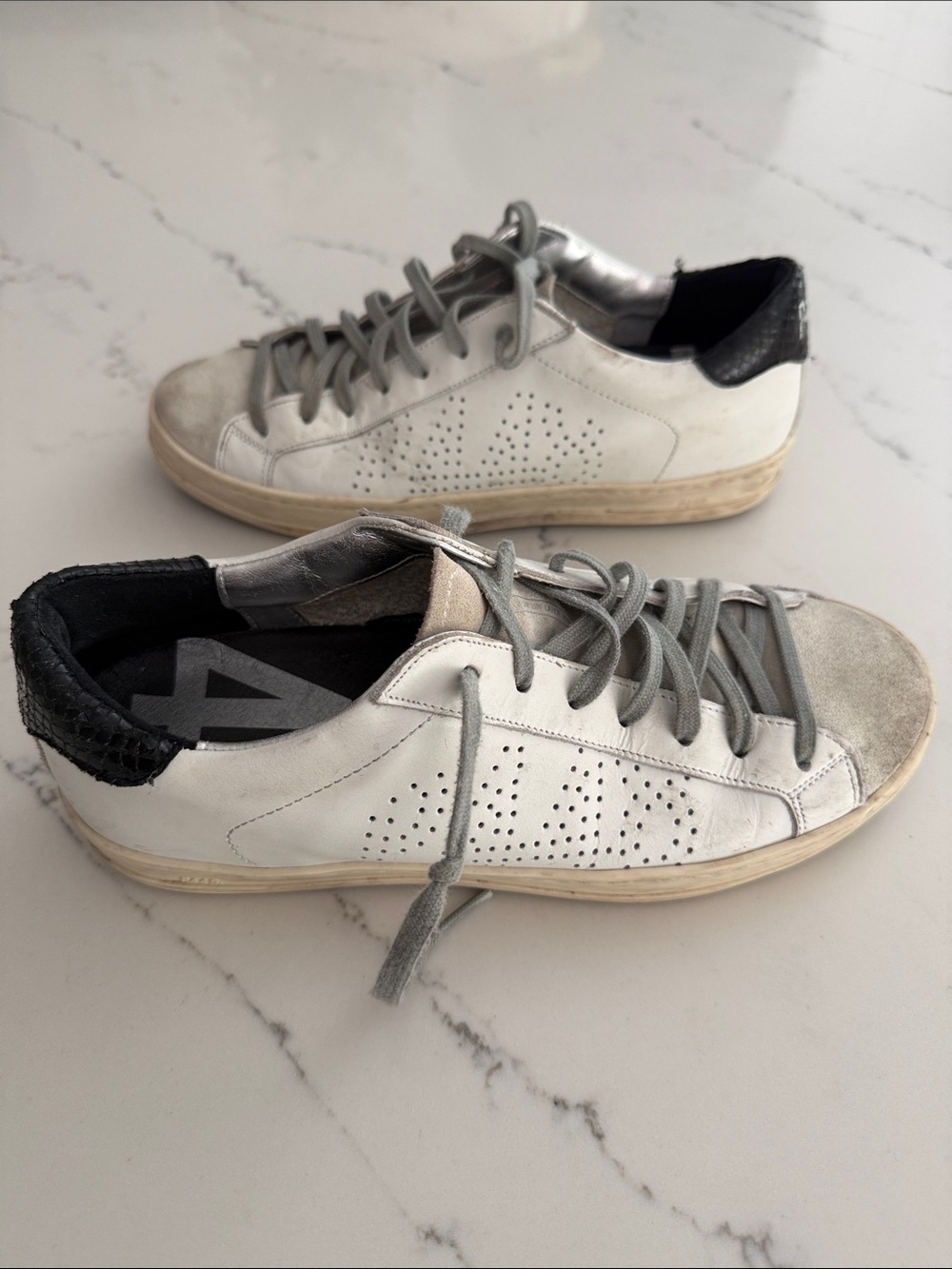 P448 White Leather Low-Top Sneakers Size 38
